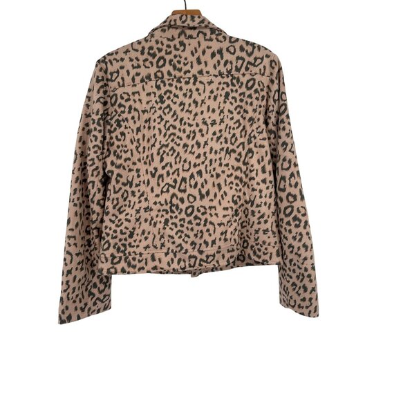 Andree By Unit Blush Leopard Moto Jacket faux suede size medium womens new $67 - Picture 5 of 6